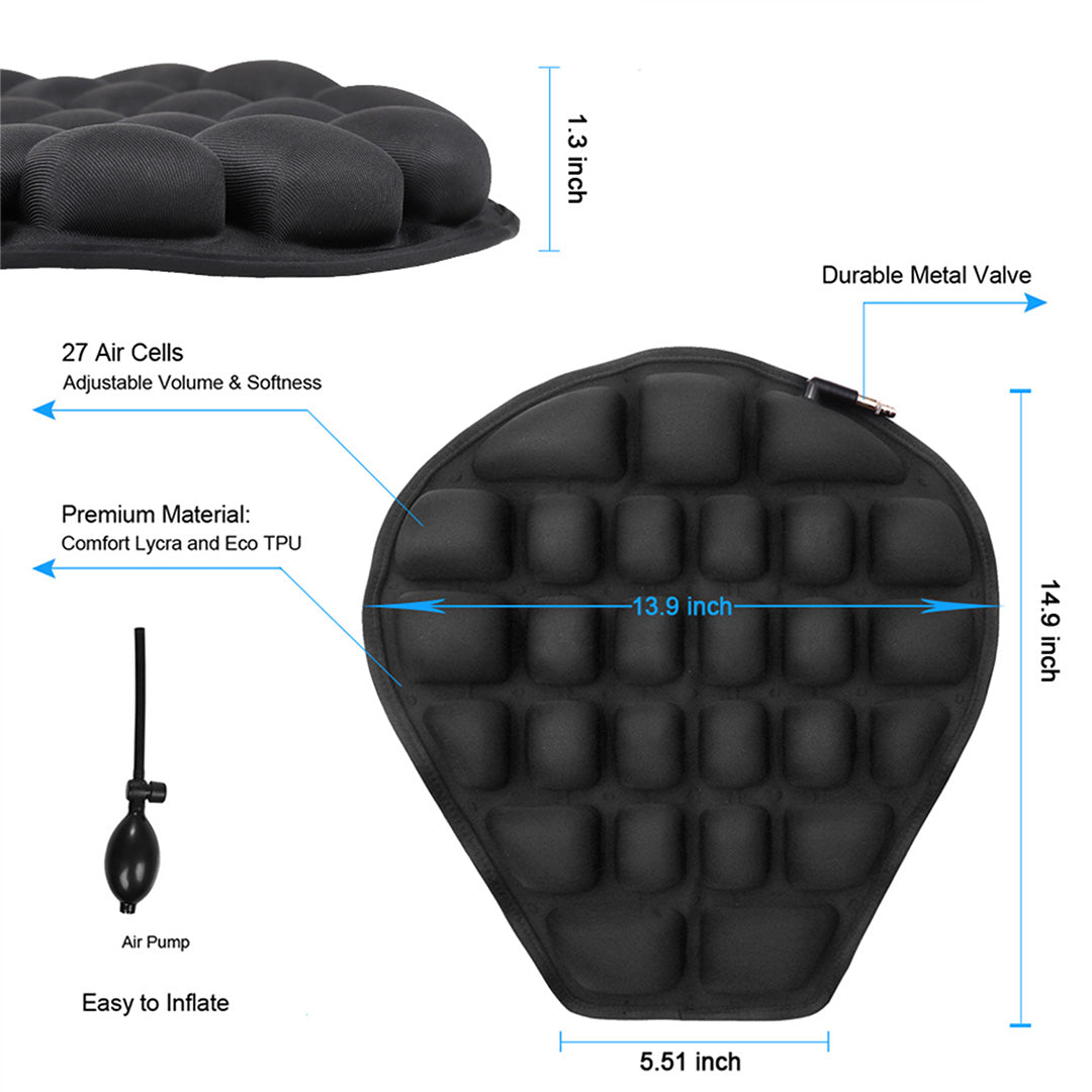 Size of Motorcycle Seat Cushion Black